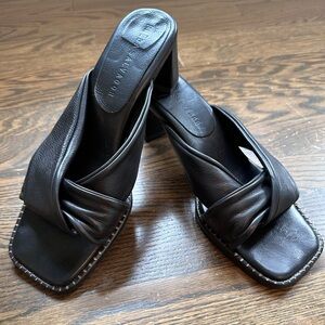 Freda Salvador Miriam Twist Heel Sandals, Black 8.5, 9, Natalie Borton